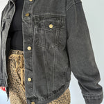 Boxy Cut Denim Jacket- Charcoal - Ana Patricia Boutique