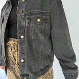 Boxy Cut Denim Jacket- Charcoal - Ana Patricia Boutique