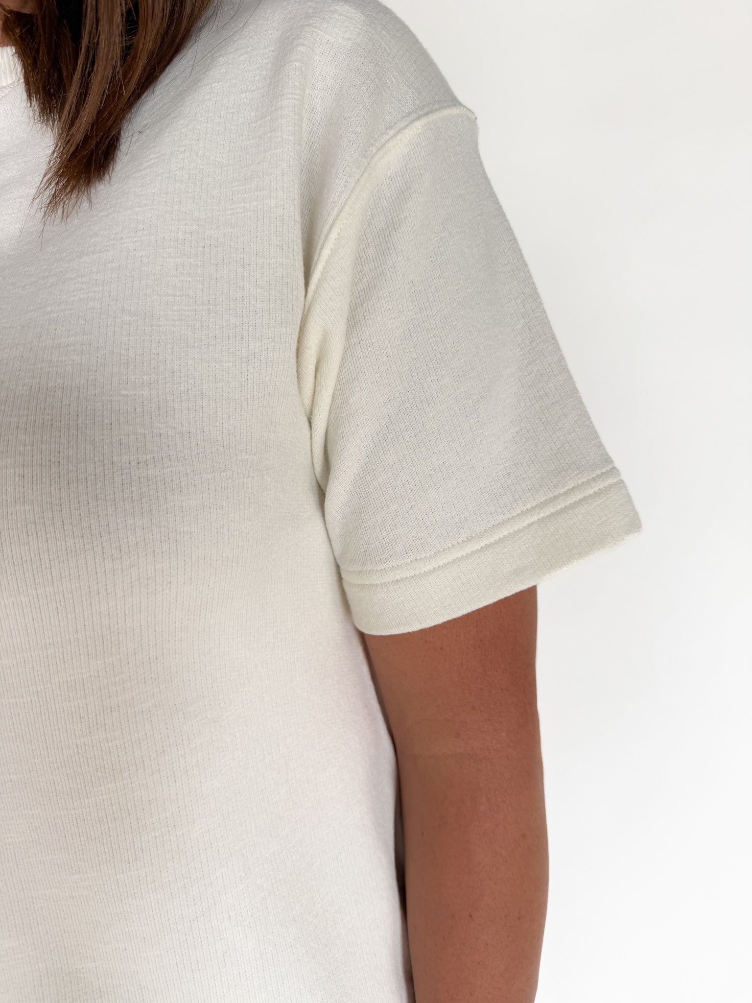 Crew Neck Short Sleeve Top- Cream - Ana Patricia Boutique