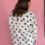 Polka Dot Button Up- Black/Cream - Ana Patricia Boutique