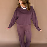 Off the Shoulder Sweatshirt- Merlot