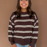 Double Stripe Sweater- Chocolate Brown