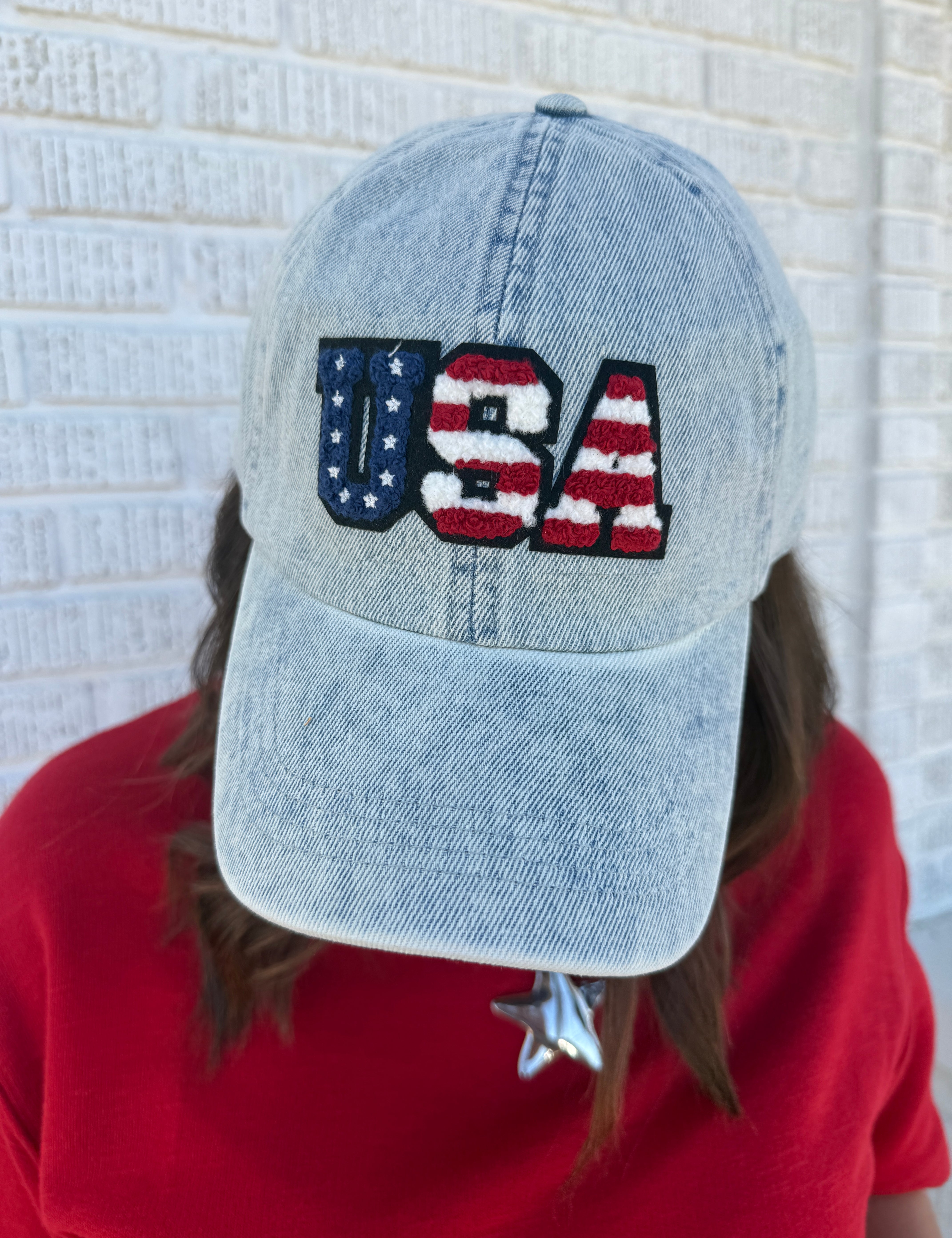 USA Letter Chenille Patch Baseball Cap - Ana Patricia Boutique