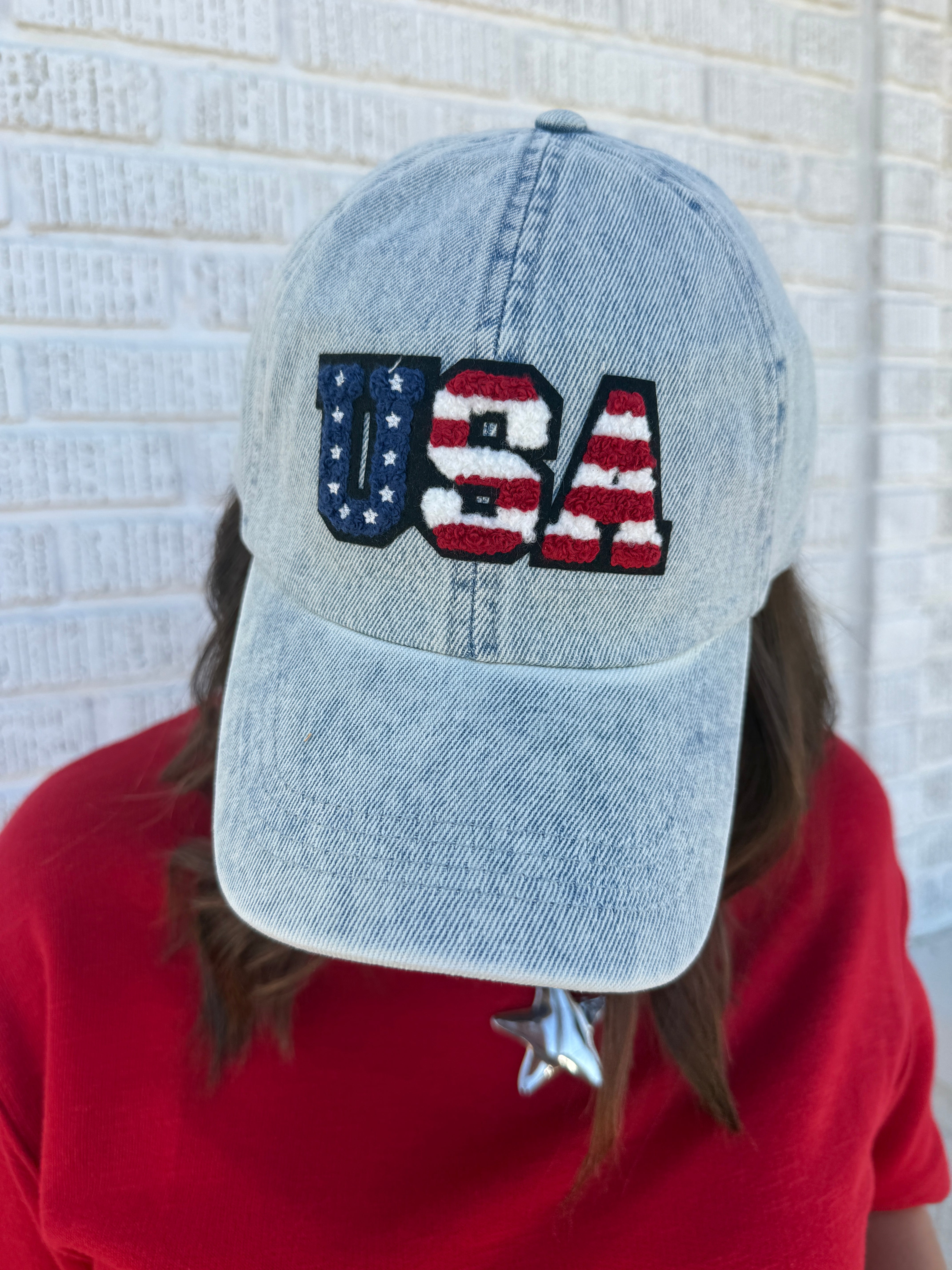 USA Letter Chenille Patch Baseball Cap - Ana Patricia Boutique