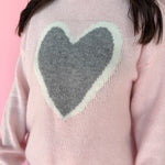 Heart Icon Knit Sweater -Pink/Grey - Ana Patricia Boutique