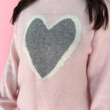 Heart Icon Knit Sweater -Pink/Grey - Ana Patricia Boutique