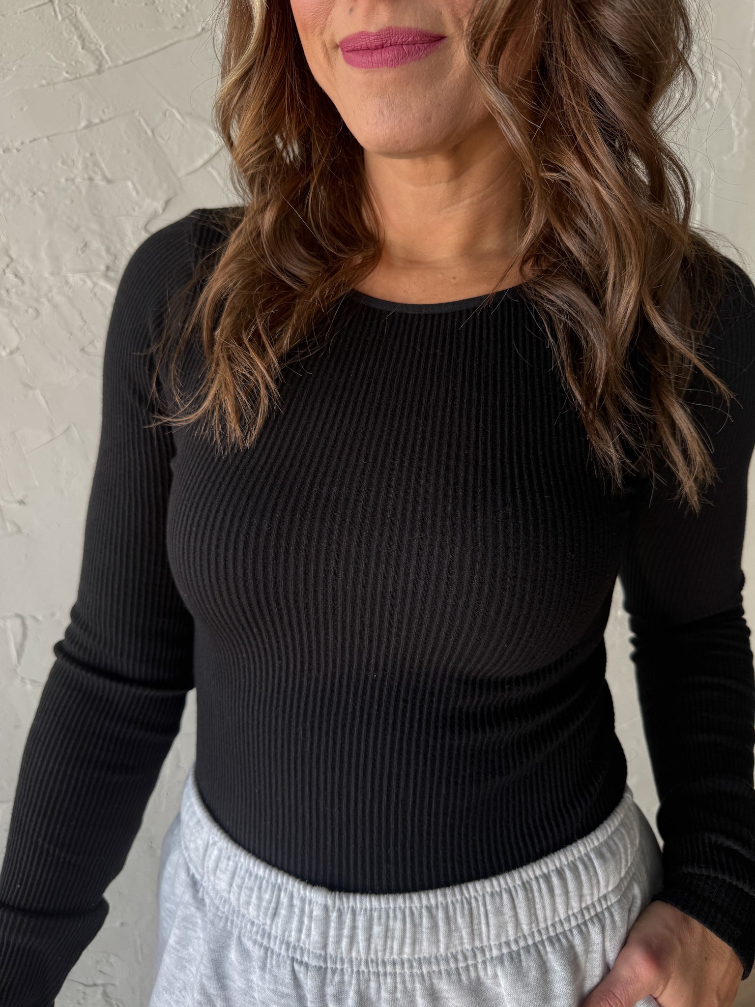 Seamless Ribbed Top- Black - Ana Patricia Boutique