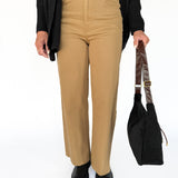 High Rise Twill Pants- Coffee