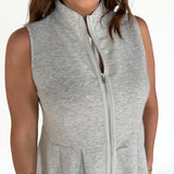 Sleeveless Scuba Zip Up Dress-Grey - Ana Patricia Boutique