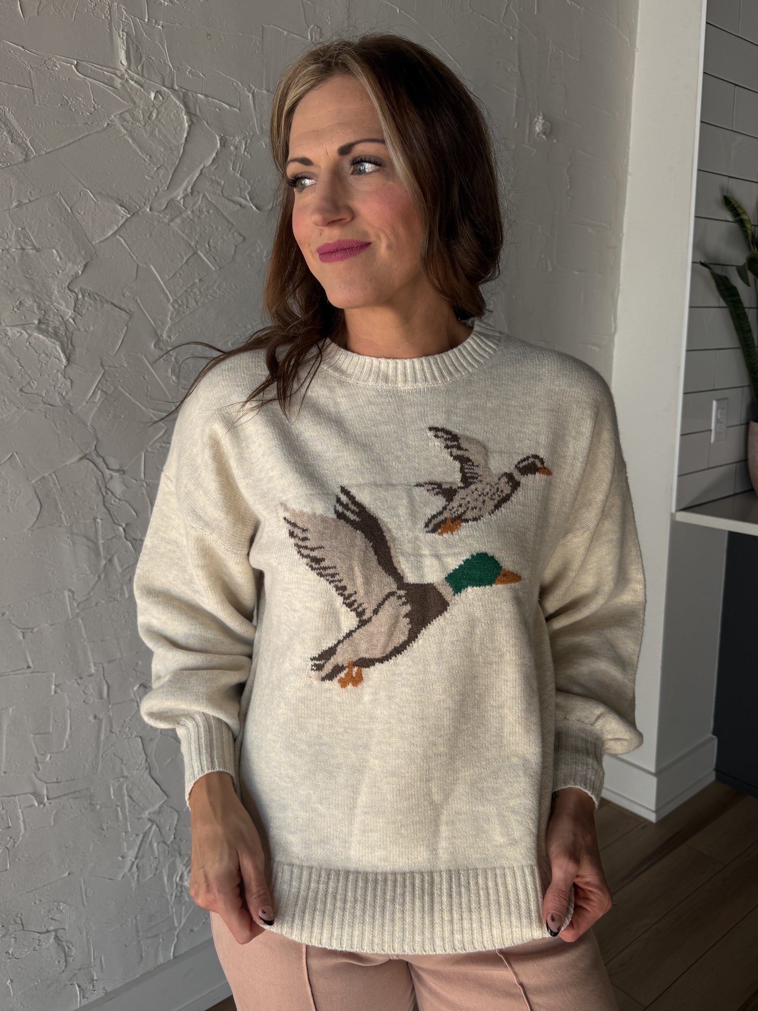 Flying Ducks Sweater- Oatmeal - Ana Patricia Boutique