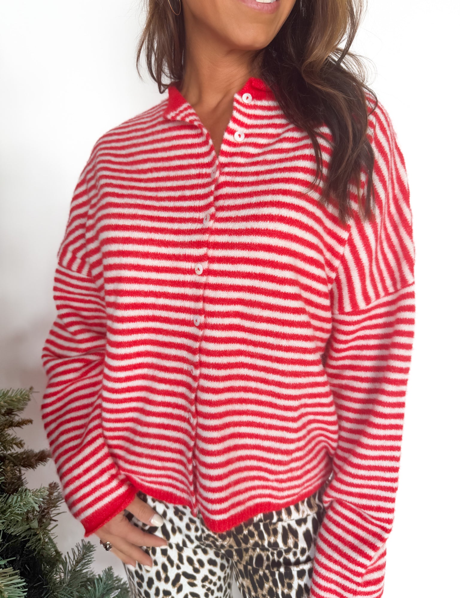 Piper Cardigan Mini Striped- Red - Ana Patricia Boutique
