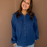 Mineral Wash Waffleknit Button Up-Navy