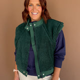 Sherpa Stand Collar Vest- Green