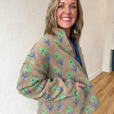 Floral Sherpa Jacket- Mocha