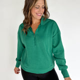 Scuba Piping Quarter Zip- Green/Cream