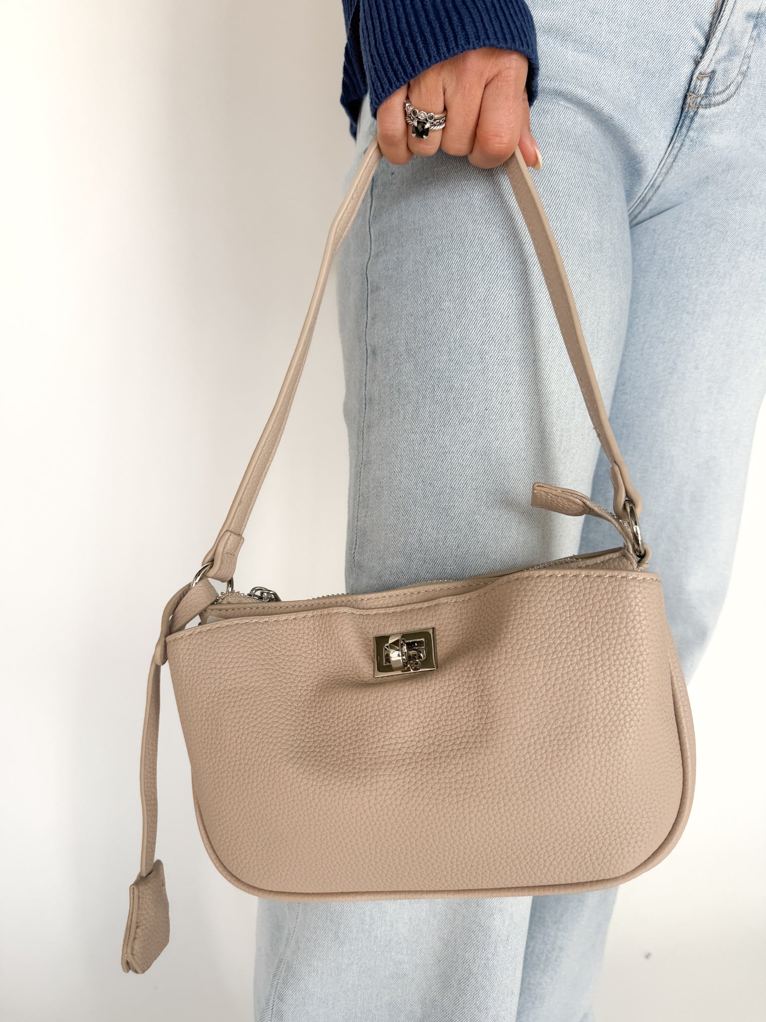 Textured Crossbody Bag- Taupe - Ana Patricia Boutique