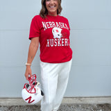 Nebraska Helmet Tee- Red