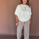 Soft Brushed Check Barrel Pants