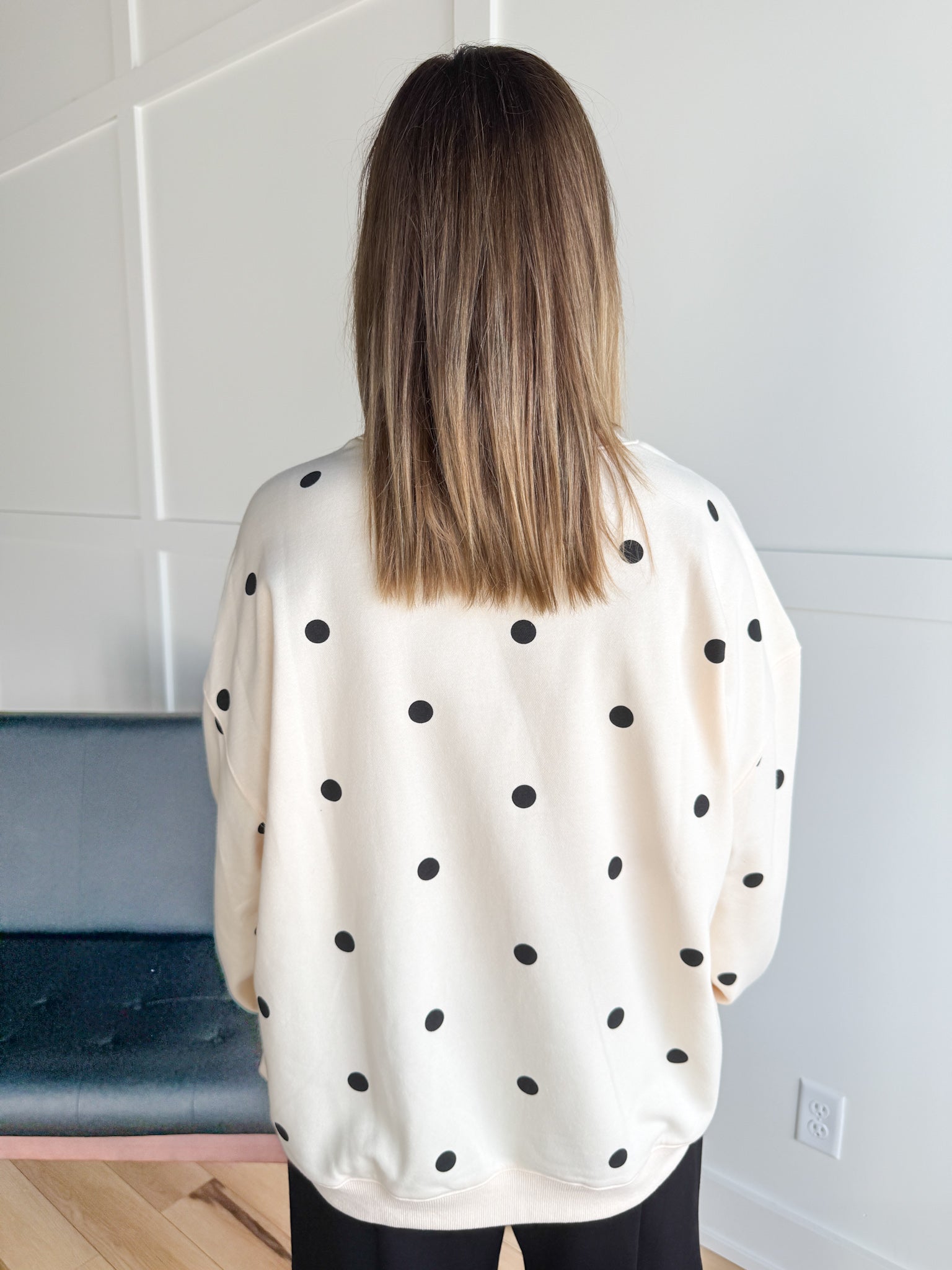 Polka Dot French Terry Top- Cream/Black - Ana Patricia Boutique