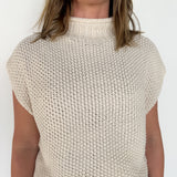 Mock Neck Knit Sweater- Cream