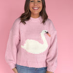 Swan Graphic Sweater- Pink - Ana Patricia Boutique