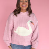 Swan Graphic Sweater- Pink - Ana Patricia Boutique