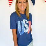 USA Picnic Tee- Navy