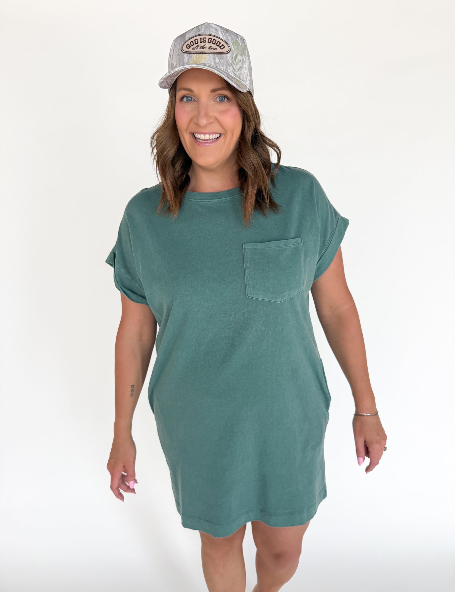 T-Shirt Mini Dress- Dark Teal - Ana Patricia Boutique