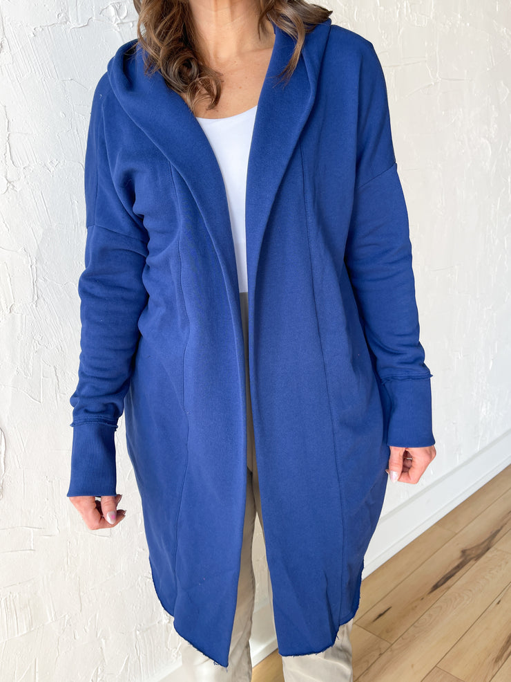 Long Line Open Cardigan- Blue