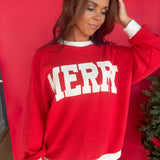 Ribbed Merry Pullover -Red - Ana Patricia Boutique