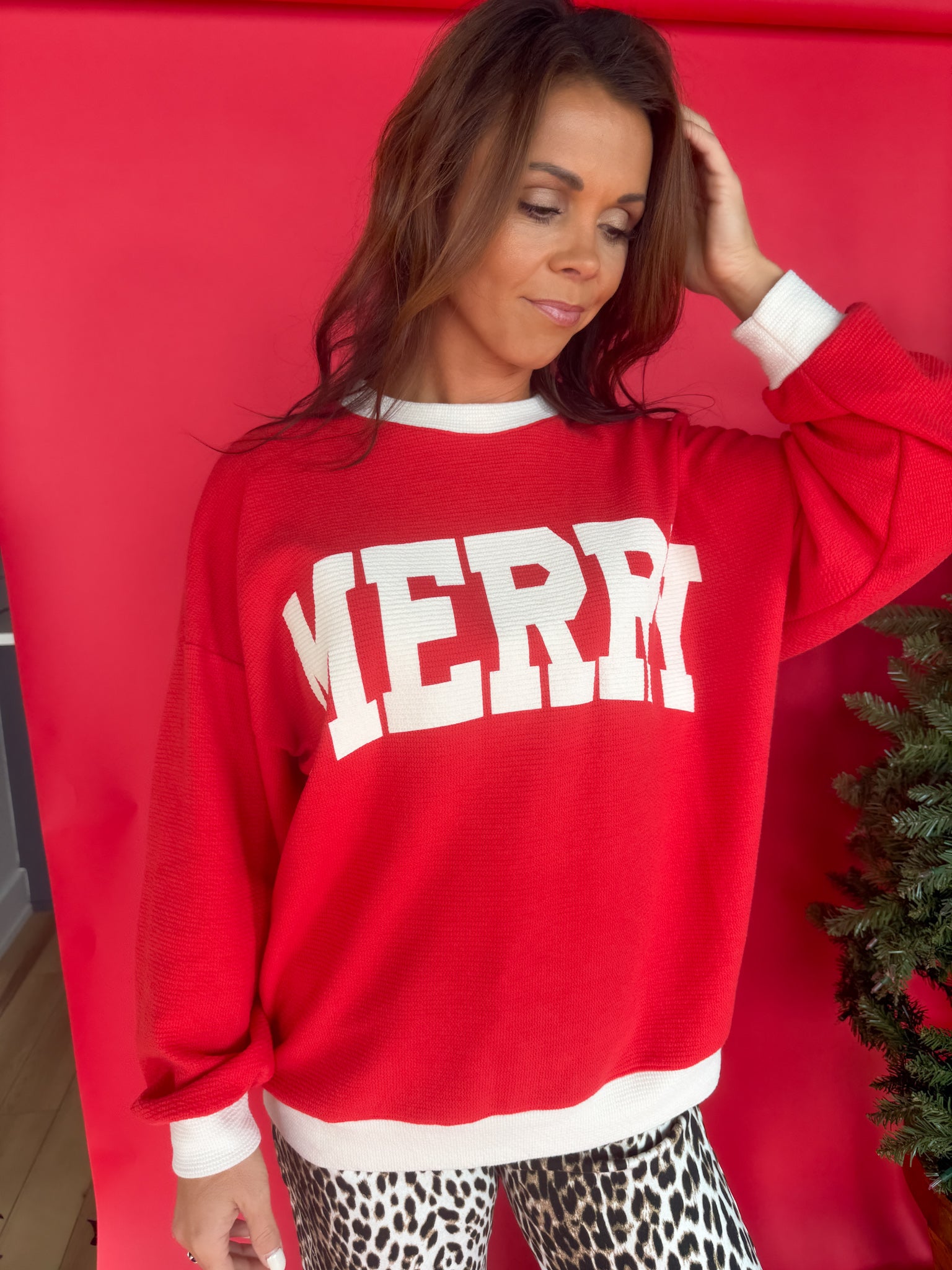 Ribbed Merry Pullover -Red - Ana Patricia Boutique