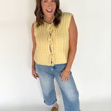 Front Tie Sweater Vest- Butter Yellow