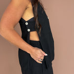 Linen Top & Shorts Set- Black - Ana Patricia Boutique
