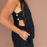 Linen Top & Shorts Set- Black - Ana Patricia Boutique