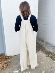 The Dawn Wide Leg Overalls -Oatmeal