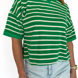 Terry Cloth Stripe Top- Green - Ana Patricia Boutique