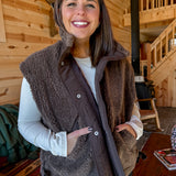 Oversized Sherpa Vest- Brown