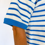 Terry Cloth Stripe Top- White/Blue