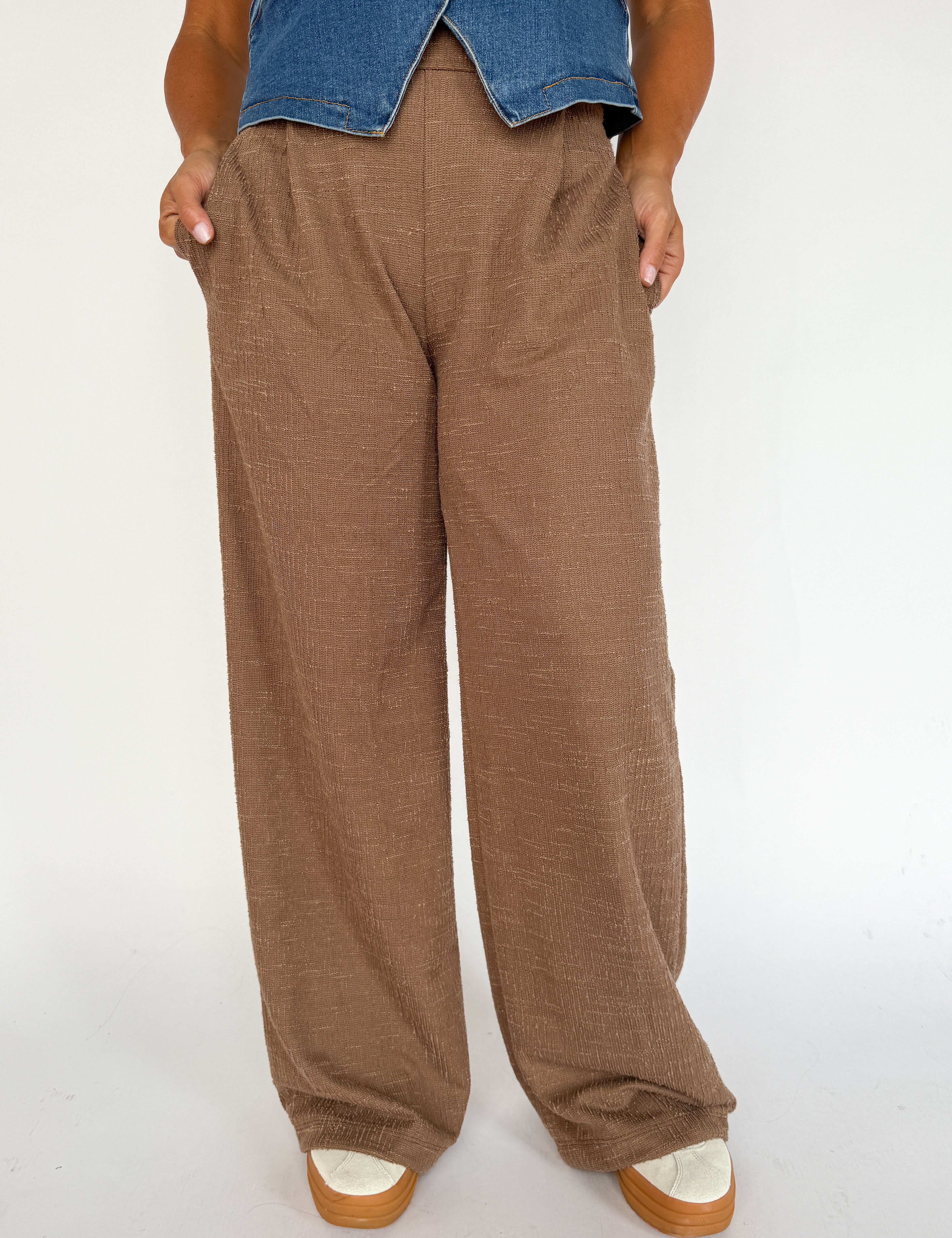Pleated Wide Leg Pants- Brown - Ana Patricia Boutique