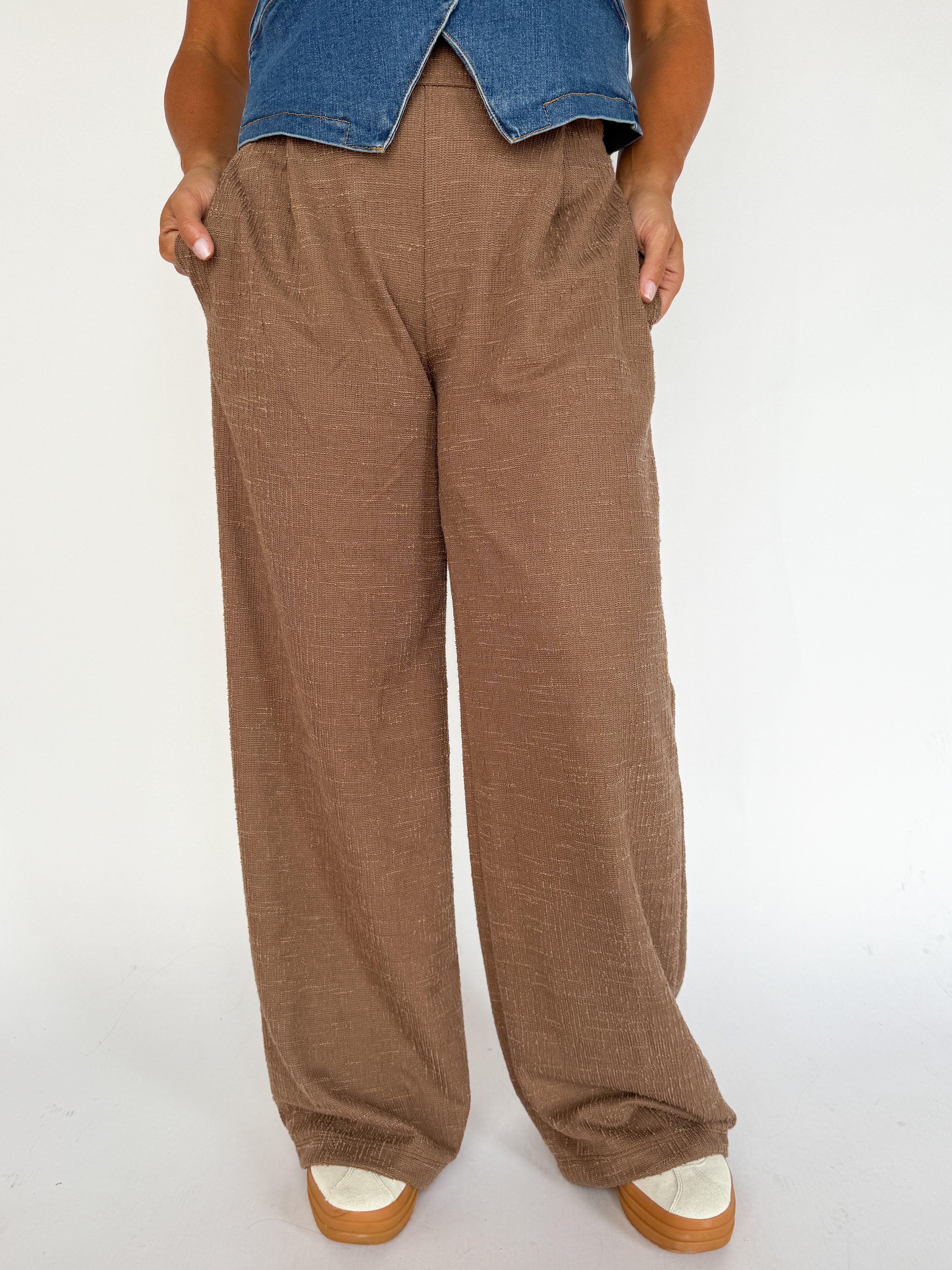 Pleated Wide Leg Pants- Brown - Ana Patricia Boutique