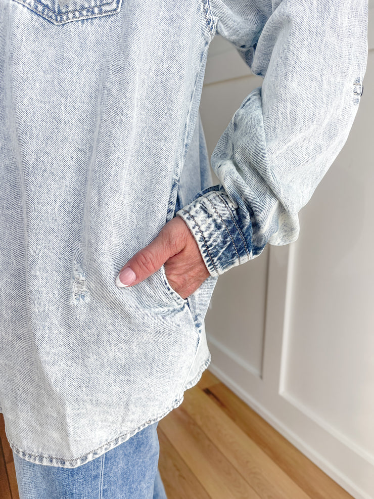 Oversized Denim Hooded Jacket