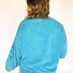 Washed Terry Heart Pullover- Blue - Ana Patricia Boutique