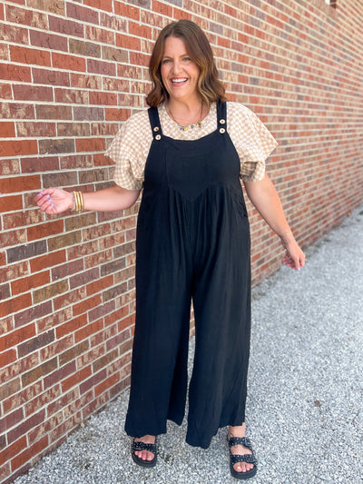 The Dawn Wide Leg Overalls- Black