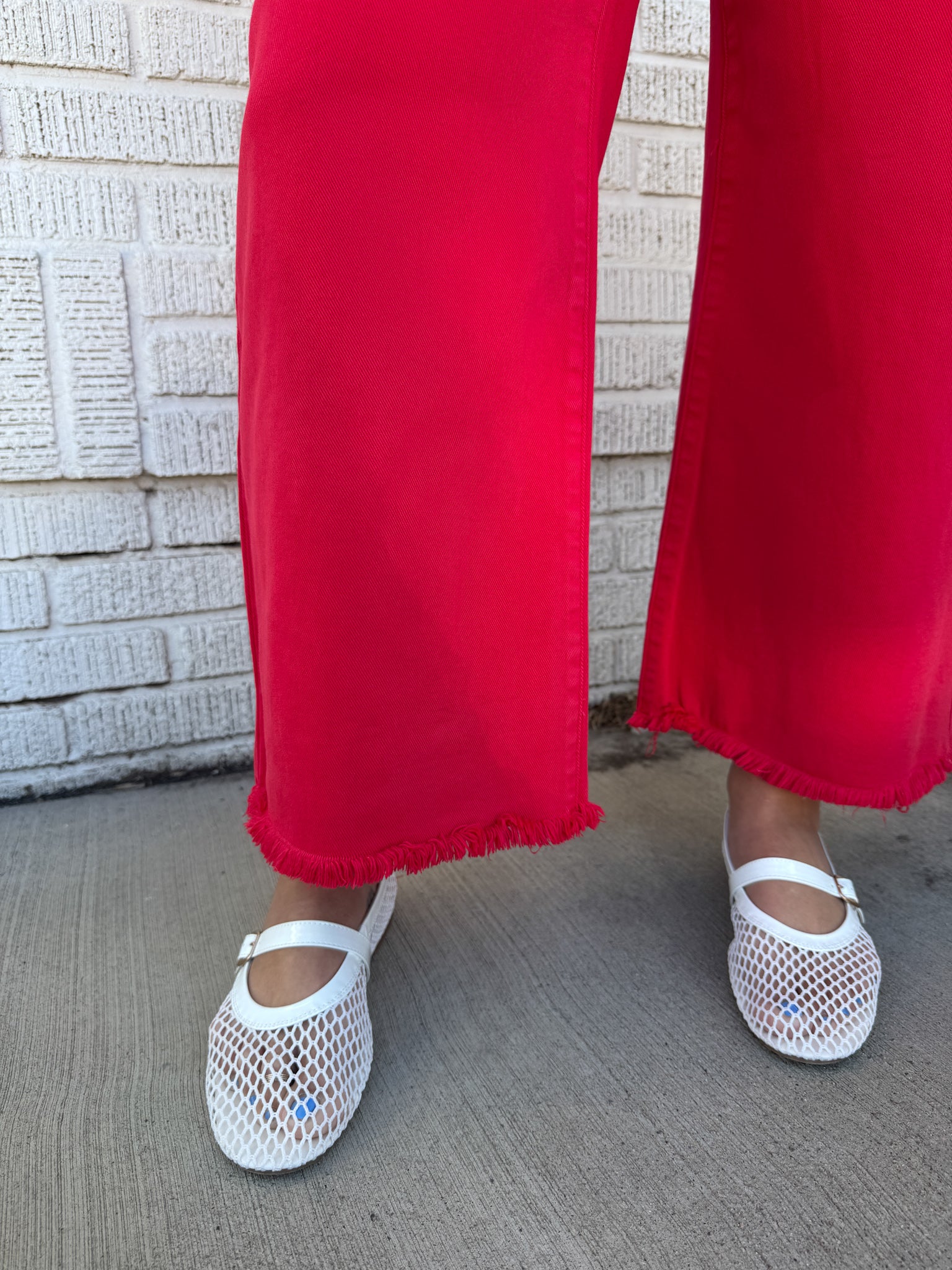 Tummy Control Crop Jeans-Red - Ana Patricia Boutique