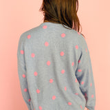 Polka Dot Cardigan- Blue/Pink