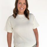 Crew Neck Short Sleeve Top- Cream - Ana Patricia Boutique