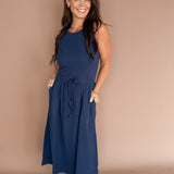 Cotton Tank Midi Dress-Navy - Ana Patricia Boutique