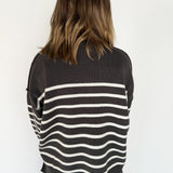 Oversized Stripe Sweater- Charcoal