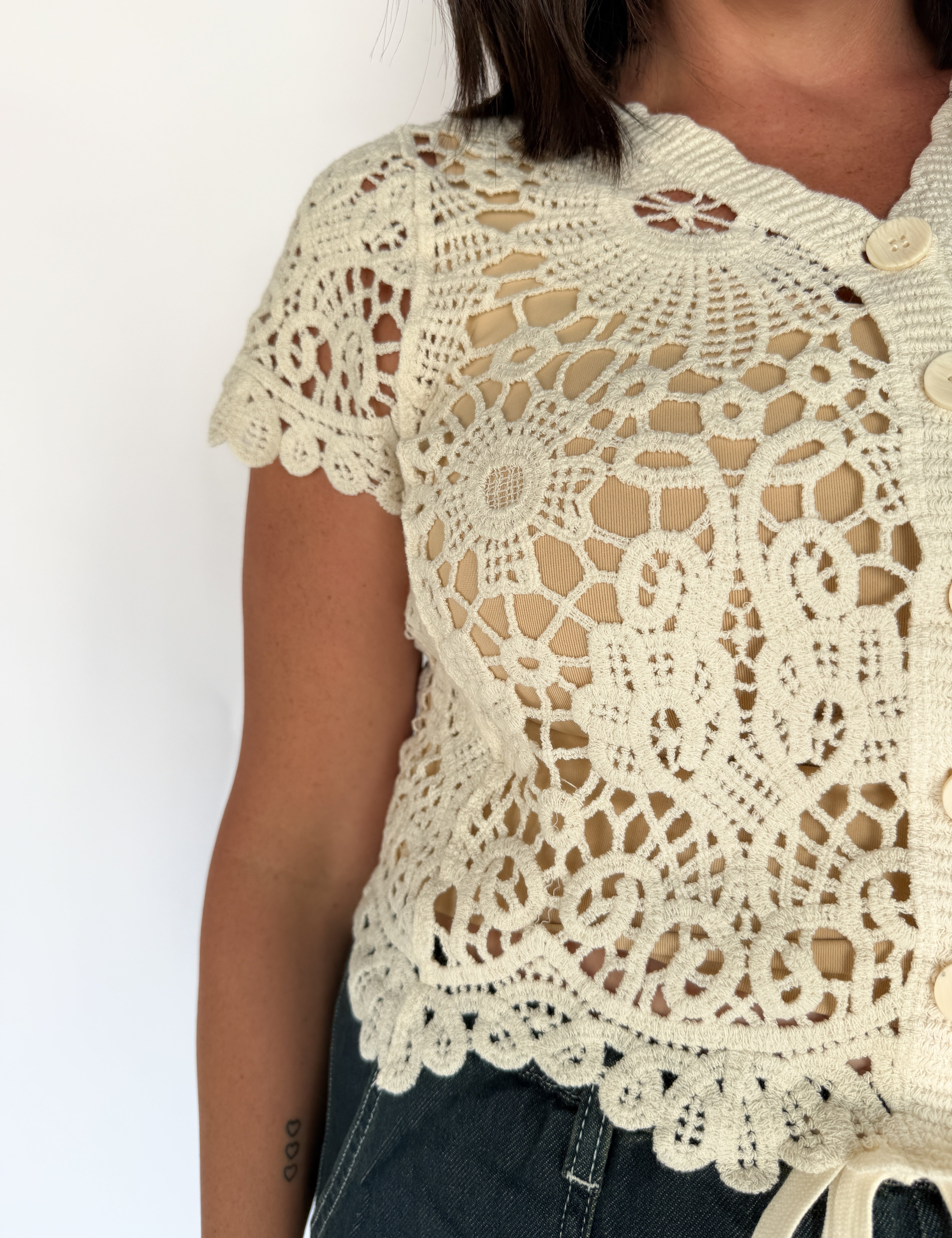 Crochet Button Cardigan - Ana Patricia Boutique