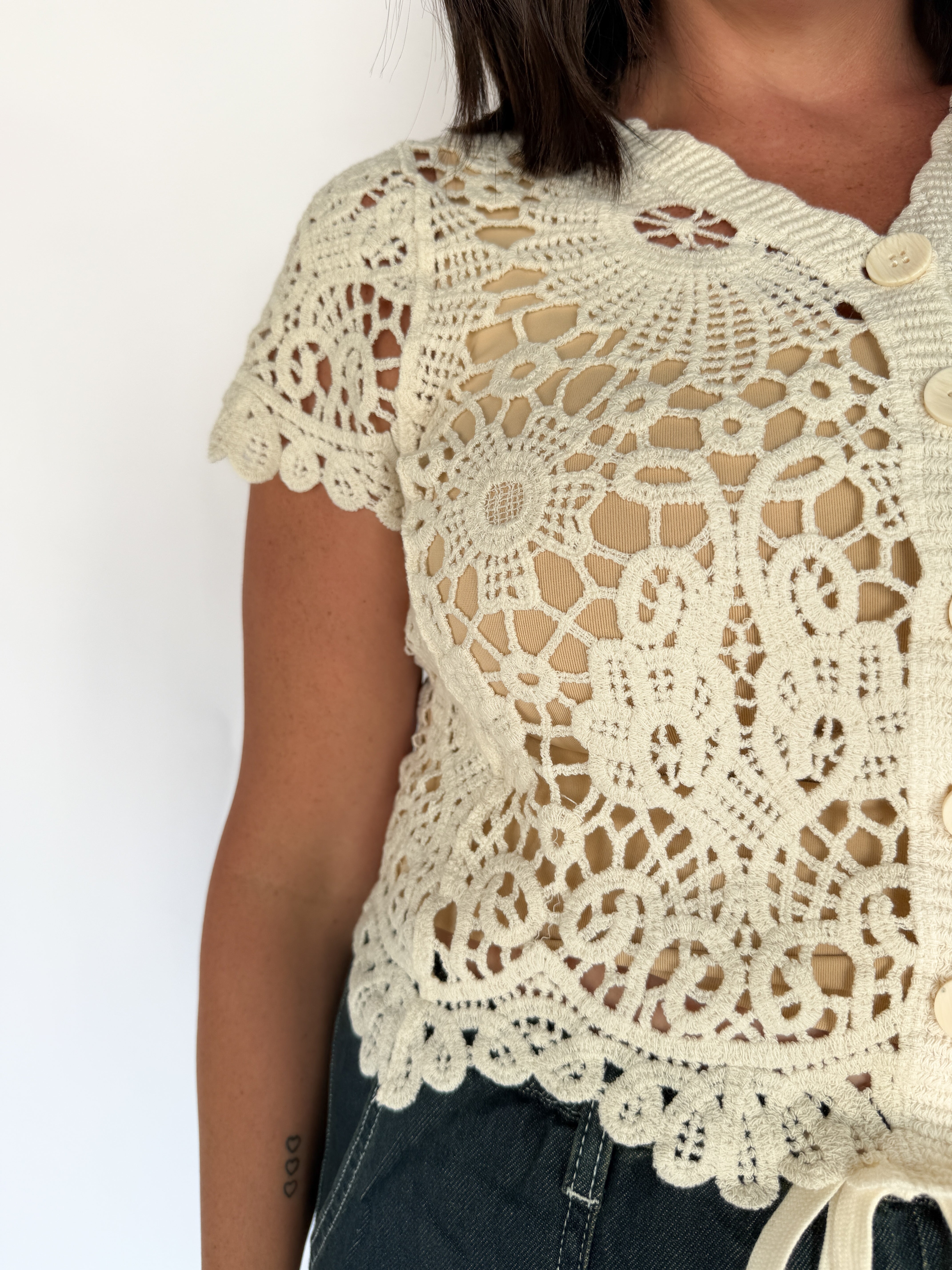 Crochet Button Cardigan - Ana Patricia Boutique